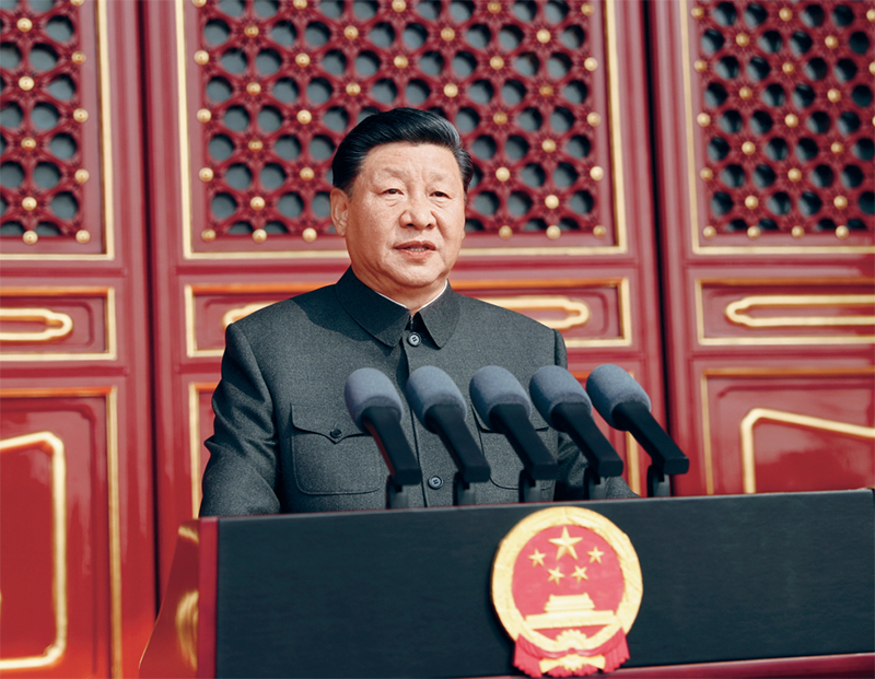 2019年10月1日,慶祝中華人民共和國成立70周年大會在北京天安門廣場隆重舉行。中共中央總書記、國家主席、中央軍委主席習近平發表重要講話。 新華社記者 鞠鵬/攝